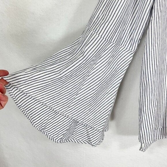 BP Stripe Button Down Shirt Lightweight Boho Soft Retro Academia Grandma Chic XL - Picture 2 of 6